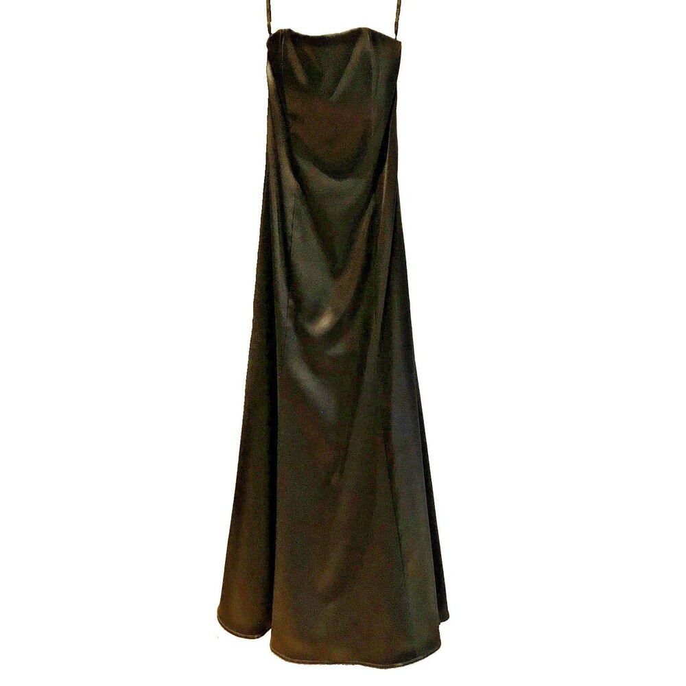 Vintage Y2K Jessica McClintock Black Satin Strapless Size 2 Prom Dress